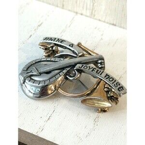 Vintage Danecraft Make A Joyful Noise Holiday Instruments Pin Brooch